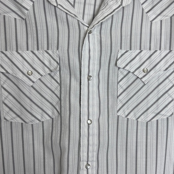 Ely cattleman mens xl stripe pearl snap white button front long sleeve shirt - Picture 6 of 10